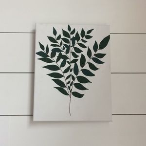 Hand painted greenery canvas wall art